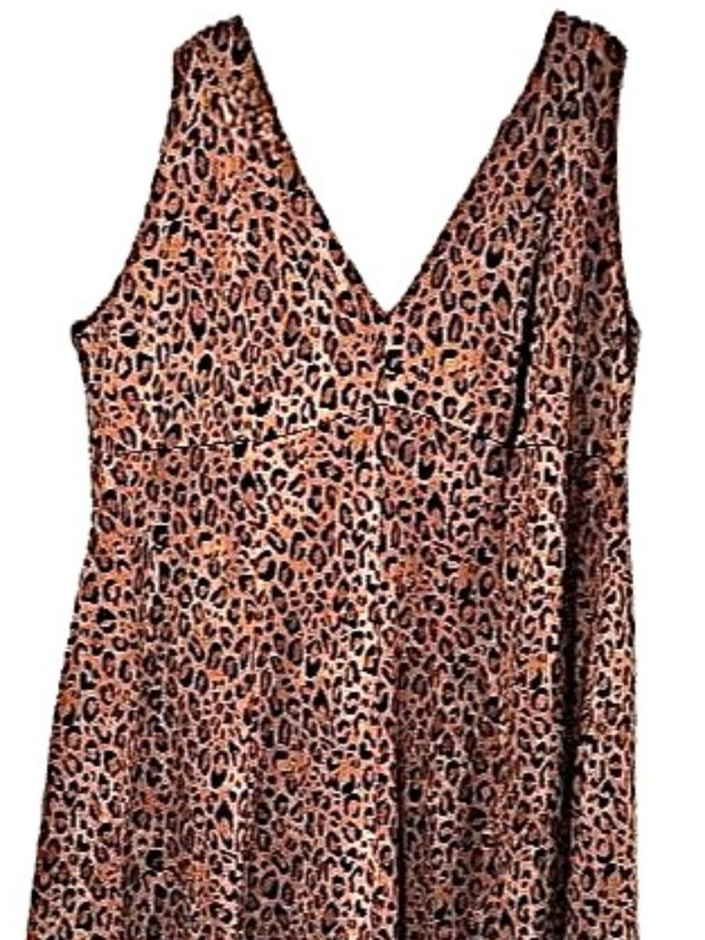 New AVA VIV CHEETA ANIMAL GOLD BLACK V-NECK SLEEVELESS COTTON KNIT DRESS 3X - 4X